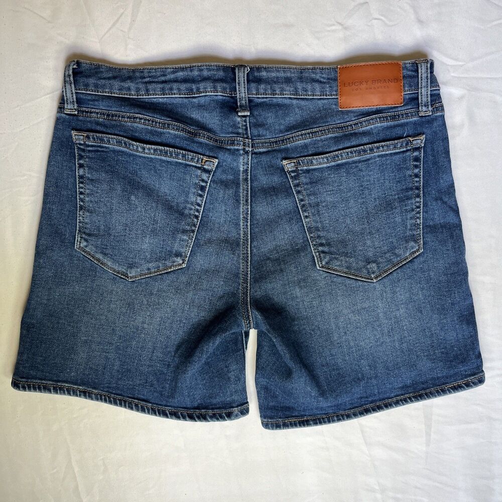 Lucky Brand Jean Shorts Women’s Size 10 / 30 Mid Rise Stretch Roll Up Denim Flex